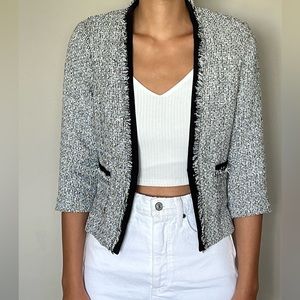 NEW Black and white tweed fringe blazer. Brand new